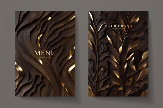 wooden texture set (collection). natural vector background with dark brown wood pattern for cover te