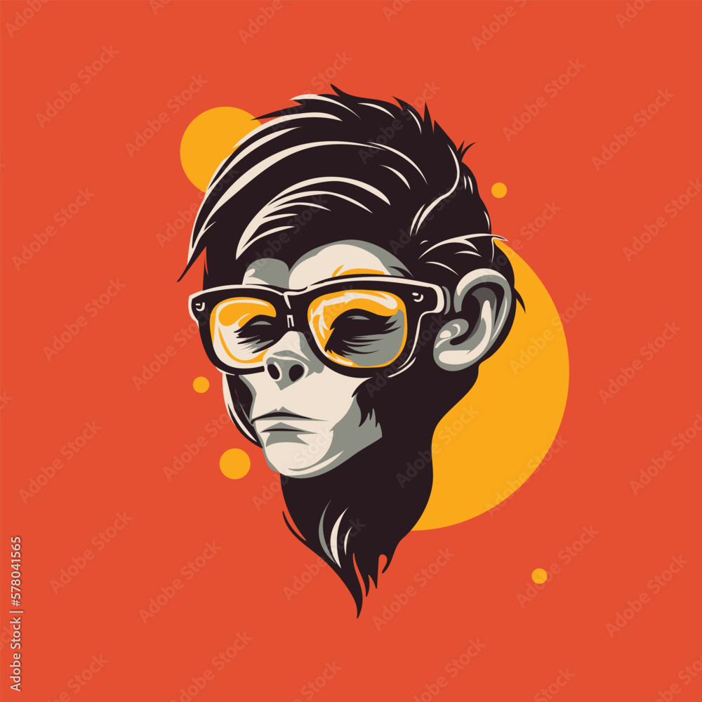 A monkey with glasses and hair style illustration Stock Vector | Adobe ...