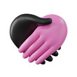 © VIEWVEAR - 3D illustration of black and pink hands forming a heart shape symbolizing unity love and diversity