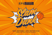 Editable Text Effect Slam Dunk Comic 3d Cartoon Style Premium Vector