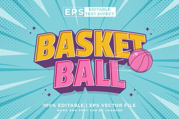 Poster - Editable text effect basketball comic 3d cartoon style premium vector