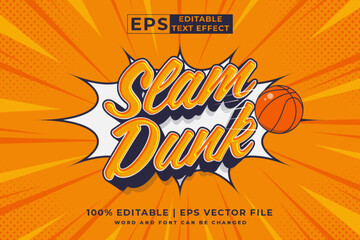 Poster - Editable text effect slam dunk comic 3d cartoon style premium vector