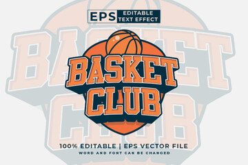 Poster - Editable text effect basket club logo 3d cartoon style premium vector