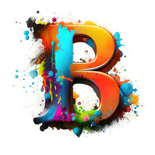 Letter B Of Colorful Graffiti Alphabet Font (Generative AI)