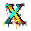 Letter X of colorful graffiti alphabet font (Generative AI)