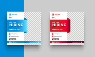 Wall Mural - we are hiring job vacancy social media post or square web banner template design