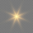 © Hanna - Yellow glowing light explodes on a transparent background. Bright Star. The star burst with brilliance. Golden Light effect. A flash of sunshine with rays.