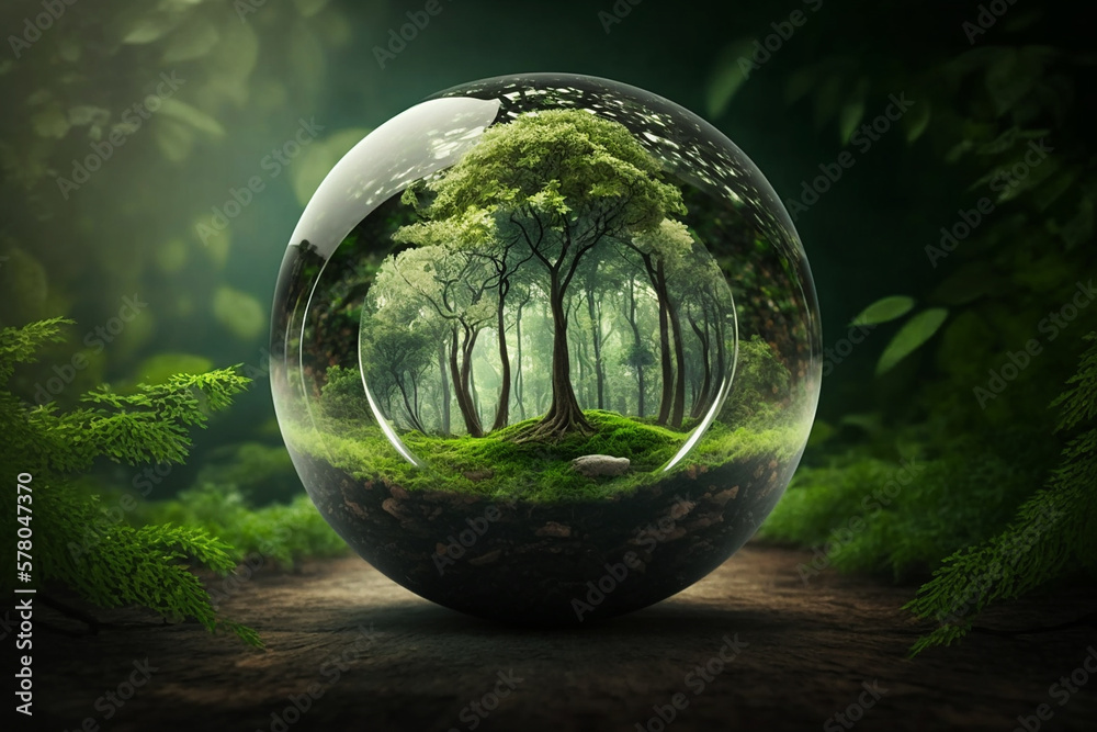 World environment and earth day concept with glass globe and eco ...