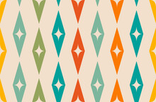 Mid-century Modern Atomic Age Background In Teal And Orange. Ideal For Wallpaper And Fabric Design.
