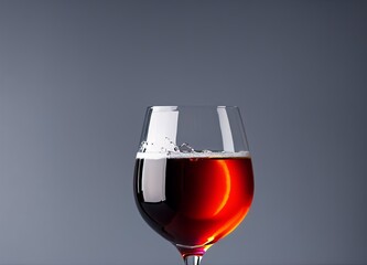 cocktail with ice and red wine on a blue background