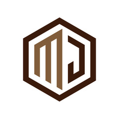 M J initial letter, modern logo design template vector