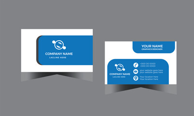 Wall Mural - Modern clean business card.Modern Technology Style Business Card Design, Tech Visiting Card Template.Clean corporate white and sky color design card template background.