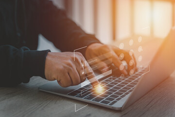 Cyber security and Security password login online concept Hands typing and entering username and password of social media, log in with smartphone to an online bank account, data protection hacker,lock