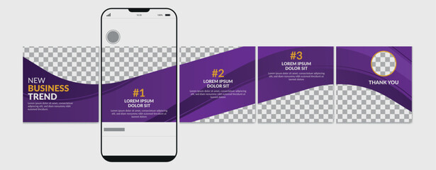 Wall Mural - carousel template social media post design, set of instagram carousel post, editable instagram carou
