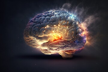 Wall Mural - A Universe of knowledge inside a brain. Representing science and learning. Generative AI