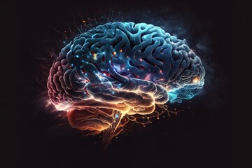 Wall Mural - A Universe of knowledge inside a brain. Representing science and learning. Generative AI