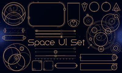 Wall Mural - set of tribal user interface elements. space ethnic hud. good for game ui. vector illustration eps10