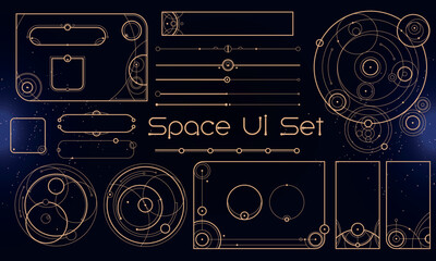 Wall Mural - set of tribal user interface elements. space ethnic hud. good for game ui. vector illustration eps10