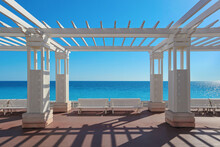 Promenade Des Anglais In Nice Overlooking The Mediterranean Sea