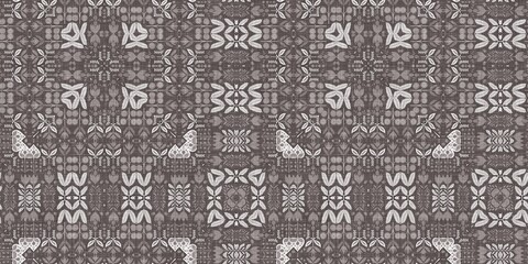 Country cottage grey intricate damask seamless border. 2 Tone french style ribbon. Simple rustic fabric textile for shabby chic patchwork. 