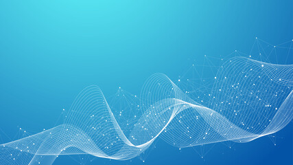Wall Mural - technology abstract lines and dots connection background. connection digital data and big data conce