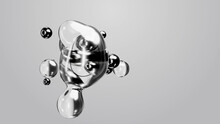 3d Render Motion Design Wallpaper Animation Business Presentation Monochrome Grey White Metaball Gray Liquid Water Soapy Mercury Bubble Metasphere Ball Silver Metal Transition Deformation Metaverse