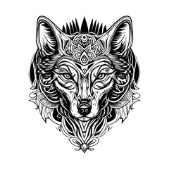 Wall Mural - wolf head illustration exudes strength power and a wild spirit