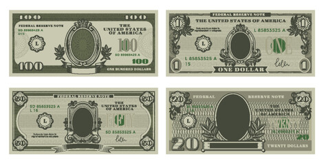 Poster - Money template. Ornate symbols for dollars design recent vector fonts and frames