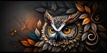 Luxury Beautifull Owl Abstract. Digital AI Illustrations