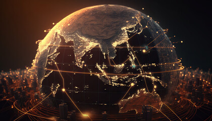 Poster - Global network connection over the world Generative AI