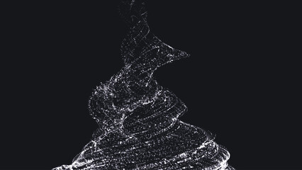 Tornado, abstract digital swirl. Rotating swirling shapes particles. Tornado formation. 3d futuristic vector illustration.