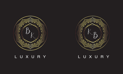 Wall Mural - BK and KB logo luxury logo design.