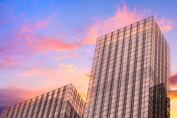 Poster - Luxury skyscrapers on sunset sunrise