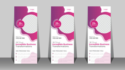 Wall Mural - Corporate business R0ll up banner template with organic shapes