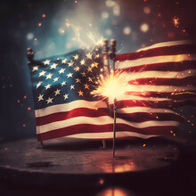 American Flag Day Celebration. Bengal Fire. Generative Ai