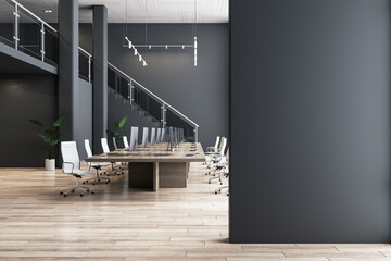 blank black partition with place for advertising poster or logo in modern interior design spacious o