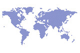 Fototapeta Storczyk - Flat dot wold map with continent silhouettes. Global dot word map outline on transparent background.