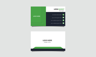 Wall Mural - Green and black corporate business card template. vector illustrations.