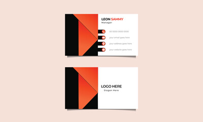 Wall Mural - A set of creative business cards. Orange and black combination design template.