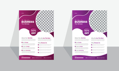 a bundle of 2 templates of different colors a4 flyer template, modern business flyer template, 
abstract business flyer and creative design, IT company flyer and editable vector template