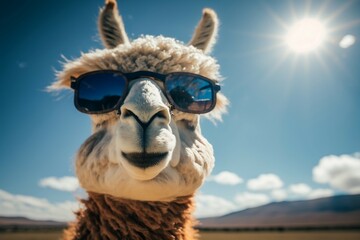 Wall Mural - Laid-Back Llama in Shades. Ai generative