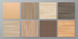 © Angela Ksen - Realistic vector wood background set. Top view isolated wooden table or floor. Brown wood texture with stripes
