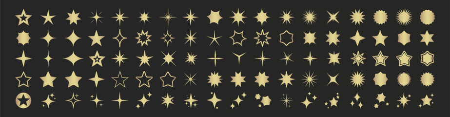 Wall Mural - Star icons vector set. Gold sparkles. Collection of premium quality icons