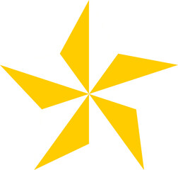 Poster - Single Isolated Fat Cute Shaded Golden Star Icon with 3D Effect. Vector Image.