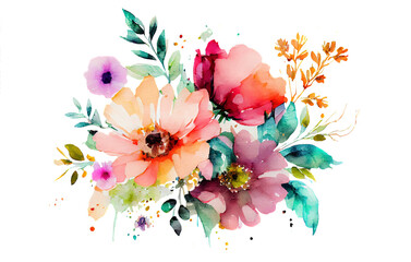 Wall Mural - Watercolor illustration of flowers