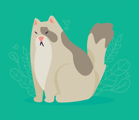 Poster - cute cat grey seated