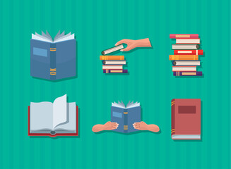 Sticker - six text books icons