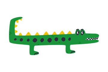 Sticker - Green African Crocodile as Creative Element Isolated on White Background Vector Illustration