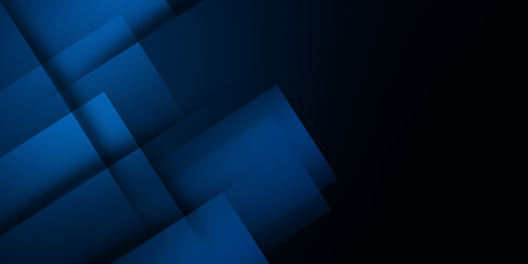 Poster - modern abstract gradient dark navy blue banner background
