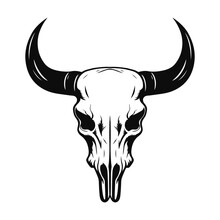 Cow Skull. Black And White Silhouette. Vector Illustration